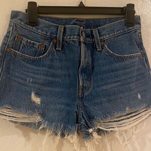 Levi's Blue Distressed Jean Shorts